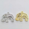 Elephant necklace pendants in gold and silver finish with sparkling cubic zirconia stones - Gold Crescent Ear Style (BN0057)