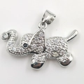 Silver elephant pendant necklace crafted with brilliant cubic zirconia in gold plating - Silver Full Pave Style (DL0019)