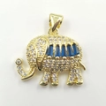 Gold plated elephant necklace pendant with white zircons and blue gemstones - Gold Blue Rectangle Stone Style (DLO115)