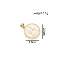 Detailed view of round gold pendant with opal center and dolphin motif showing 2.0cm width size - Pisces (Colorful Pink Opal)