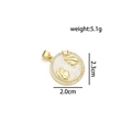 Detailed view of golden zodiac pendant with white opal inlay and zircon frame - Gemini (Colorful Pink Opal)