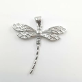 Silver dragonfly pendant necklace with micro-pave cubic zirconia on white background - Silver (DL0033)
