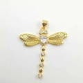 Golden dragonfly pendant with micro-pave zircons and textured relief wings - Gold (DL0034)