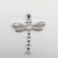 Silver dragonfly pendant necklace with micro-pave zircons and intricate cutout wings - Silver (DL0034)