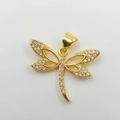 Exquisite gold dragonfly pendant with micro-paved zircons and polished bail for necklace - Gold (DL0039)