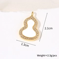 Macro detail of gold-plated gourd pendant with zircon inlay and exact dimensions - Gourd Pendant