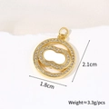 Detail view of 18k gold plated pendant with zircon stones including size and weight specs - Round Peanut Pendant