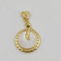 Golden snake pendant with white shell inlay and detailed scale engraving on metal - Round Wrap Snake Pendant A