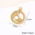 Detailed view of gold star and moon pendant with dimensions 2.1cm by 1.8cm - Pendant Only / Round Moon Star