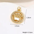Detailed size view of golden crown pendant with cubic zirconia stones 1.5cm by 1.8cm - Crown Pendant Only (Without Chain)