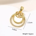 Detailed view of round gold pendant with pearl bow and dimensions of 1.8cm by 2.1cm - Bowknot Double Round