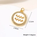 Detail view of round gold Aquarius shell pendant with dimensions 2.1cm by 1.9cm - Aquarius Wave Round