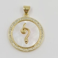 Golden snake zodiac necklace pendant with mother of pearl and Thai number nine - Round Small Snake Pendant B