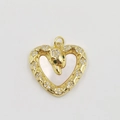 Golden heart pendant featuring white mother of pearl and a sparkling snake head detail - Heart Snake Pendant