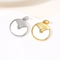 Minimalist round water-wave shell pendants in gold and silver finish on white surface - Plain Round Disc Silver
