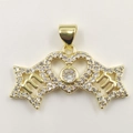 Golden MAMA necklace pendant with sparkling heart, star-shaped zircons and m letters - Crown MAMA Pendant