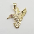 Exquisite gold-plated hummingbird pendant with shimmering white zircon and red ruby eye - Hummingbird Style (YB0054) / Gold (YB0054)