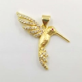 Exquisite gold-plated hummingbird pendant with shimmering white crystals and red gem eyes - Hummingbird Style (YB0004) / Gold (YB0004)