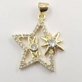 Golden MOM star pendant with sparkling cubic zirconia pavé for Mother's Day necklace - Gold Star MAMA Pendant