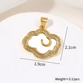 Detailed view of gold cloud pendant with dimensions 2.1cm by 1.9cm and zircon inlay - Lucky Cloud