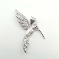 Exquisite silver hummingbird pendant with red gemstone eye and shimmering crystal pavé - Hummingbird Style (YB0004) / Silver (YB0004)