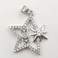Star-shaped MOM pendant necklace with sparkling cubic zirconia in silver finish - Silver Star MAMA Pendant