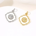 Golden and silver shell pendants featuring auspicious cloud patterns and a fortune character - Silver Polished Flower Fu Character