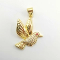 Exquisite gold-plated hummingbird pendant with shimmering zircon pavé and ruby eye - Hollow Bird Style (YB0014) / Gold (YB0014)