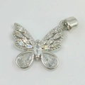 Bowknot butterfly pendant in silver finish with pavé set sparkling zircon gemstones - Fancy Cut Rhinestone Butterfly Pendant (HS0049 Silver)