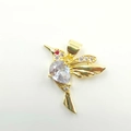 Exquisite gold-plated hummingbird pendant with teardrop crystal and pave-set zircons - Teardrop Stone Hummingbird (YB0001) / Gold (YB0001)