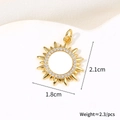 Detail of 18k gold plated sun pendant necklace with zircons and shell center, 1.8x2.1cm - Sunflower (Natural Shell)