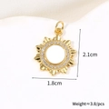 Detailed dimensions of 18k gold plated sunflower pendant with zircon stones - Radiant Sunflower (Natural Shell)