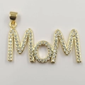Gold plated MOM pendant necklace with sparkling cubic zirconia pavé stones - Mama Pendant