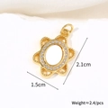 Macro detail of gold flower shell pendant showing 2.1cm size and 1.5cm width dimensions - Oval Flower (Natural Shell)