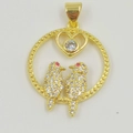 Exquisite gold-plated bird pendant featuring micro-pasted zircons and heart detail - Two Birds Heart Style (YB0007) / Gold (YB0007)