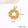 Macro shot of a 2cm 18k gold plated sunburst pendant with zircon micro-pave and star center - Sunflower Star (Natural Shell)