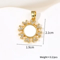 Macro shot of 18k gold plated sunburst pendant with white zircons and pearls - Pearl Round Snowflake (Natural Shell)