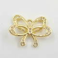 Golden butterfly necklace pendant with zircon pavé accents and hollow metal design - Hollow Gold Butterfly Accessory (YB0025 Gold)