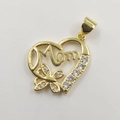 Golden heart pendant with Mom lettering and zircon butterfly charm for women necklaces - Gold Heart Butterfly MAMA Pendant