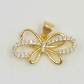 Elegant gold-plated bow pendant featuring hollow wings and shimmering cubic zirconia stones - Hollow Rhinestone Butterfly Shape (DL0113 Gold)