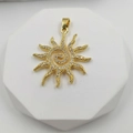 Golden sunburst sunflower pendant with sparkling crystals on a geometric display - Golden Spiral Full Rhinestone Style (Style A)