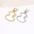Gourd charms in 18k gold and silver plating with white shell inlay and zircon accents - Smooth Bead Gourd Silver