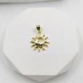 Polished gold sun and moon pendant with a minimalist celestial face design - Anthropomorphic Sun & Moon Style (Style C)