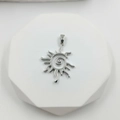 Polished silver sunflower pendant with radiant rays and center zircon gemstone - Silver Single Rhinestone Spiral Style (Style J)