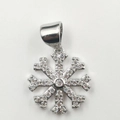 Elegant silver snowflake pendant with sparkling crystals and a large polished bail - Silver Snowflake Pendant Only (Without Chain)