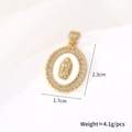 Macro shot of gold oval Virgin Mary pendant with white shell inlay and zircon details - Scalloped Oval Virgin Mary (Pendant Only)