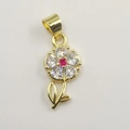 Sunflower four-leaf clover pendant with red and white zircon crystals in gold finish - Sunflower Pendant Only (Without Chain)