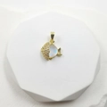 Elegant gold fish pendant with zircon inlay and iridescent moonstone bead on white stand - Transparent Fish Pendant Only (Without Chain)