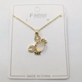 Golden crab pendant necklace with white gemstone and sparkling crystal accents - Transparent Small Crab Pendant + Chain + Packaging
