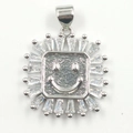 Silver sunflower clover smiley pendant with baguette-cut zircons for women - Silver Smile Petal Pendant Only (Without Chain)